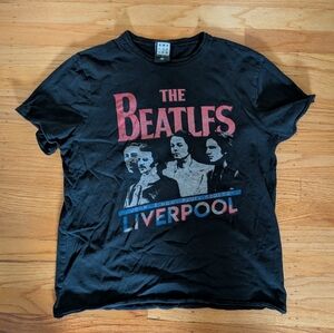 The Beatles Black Graphic Tee - Liverpool Print